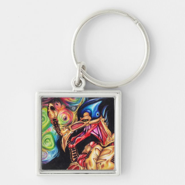 Alien Sentinel - Sci-Fi Art Keychain (Front)