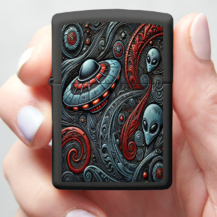 Alien Ship Exploring Cosmic Depths Zippo Lighter
