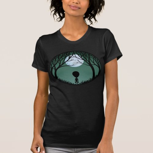 Alien Shirt Womens Alien w Moon T_Shirts