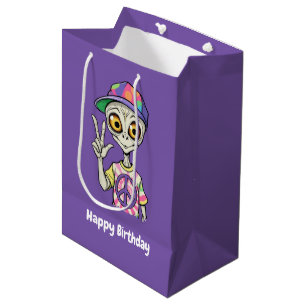 Alien shows the Hand Peace Sign 1 Medium Gift Bag