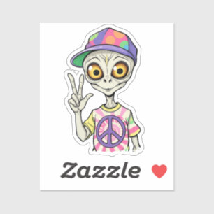 Alien shows the Hand Peace Sign 1 Sticker