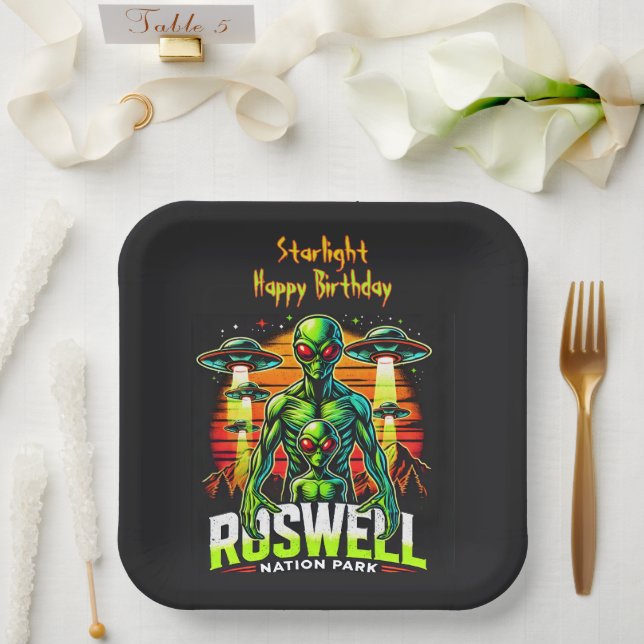 Alien Sightings at Roswell Nation Park! Paper Plates (Wedding)