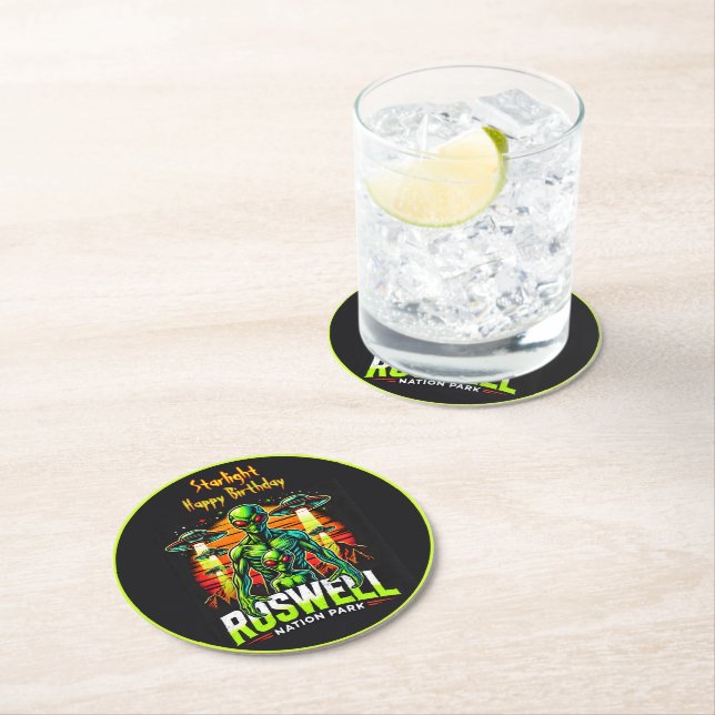 Alien Sightings at Roswell Nation Park! Round Paper Coaster (Insitu)