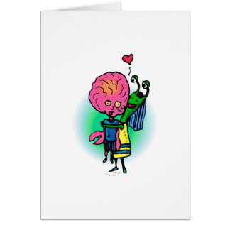 Alien Sister Hugging Brother Cards