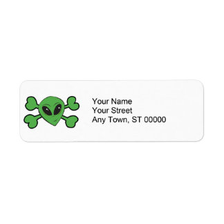 Alien Skull Green Crossbones Label