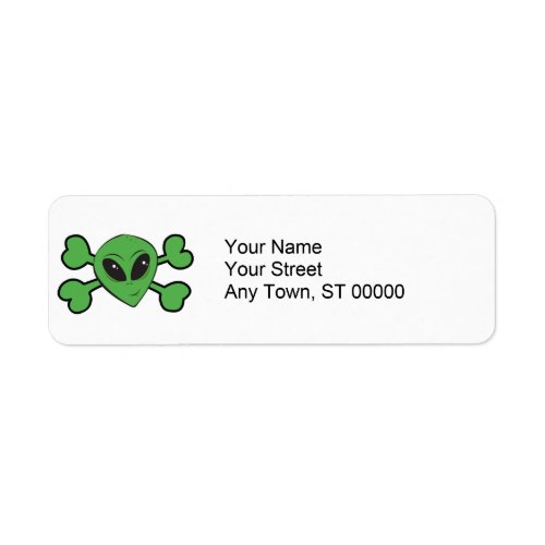 Alien Skull Green Crossbones Label