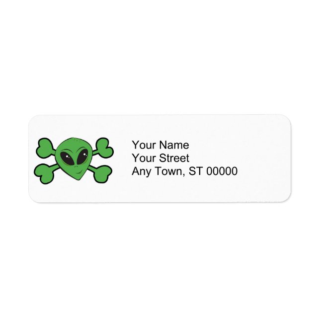 Alien Skull Green Crossbones Label (Front)