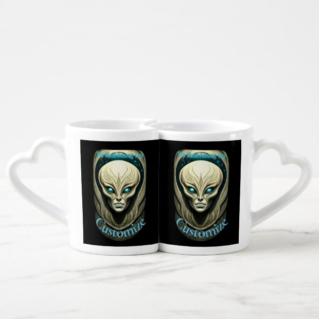 Alien skull Head Thunder_Cove  Coffee Mug Set (Back Nesting)