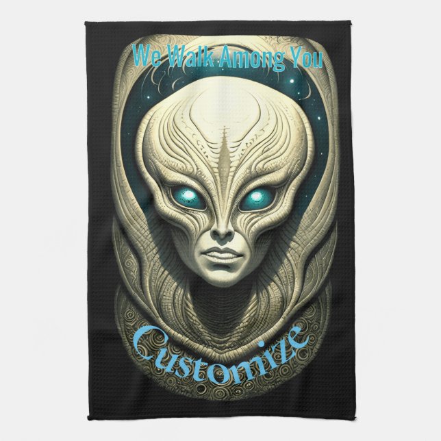Alien skull Head Thunder_Cove  Kitchen Towel (Vertical)