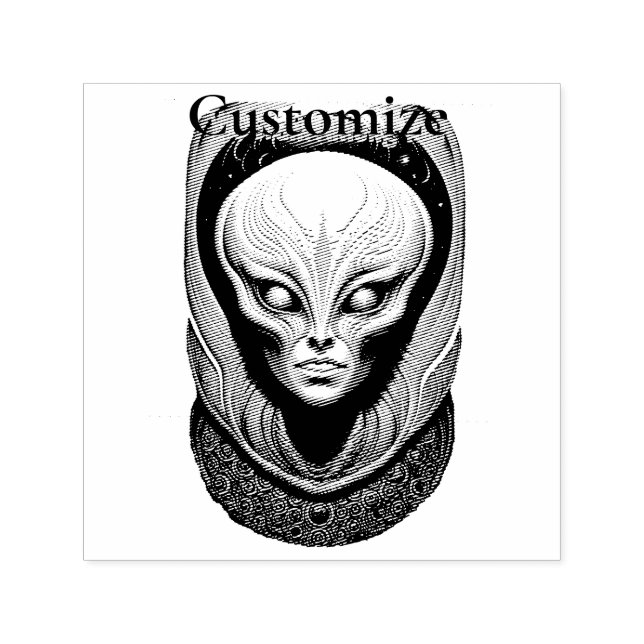 Alien skull Head Thunder_Cove  Self-inking Stamp (Design)