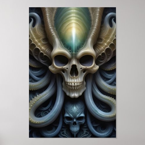 Alien Skull Octopus _ 006 _ Fantasy Art Poster