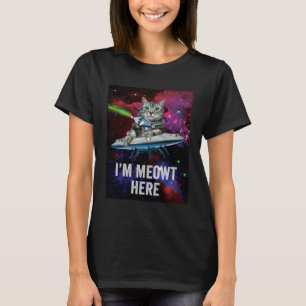 Alien Space Cat I m Meowt Here UFO T-Shirt