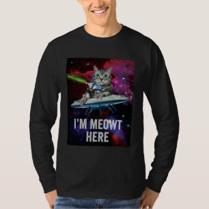 Alien Space Cat I m Meowt Here UFO T-Shirt