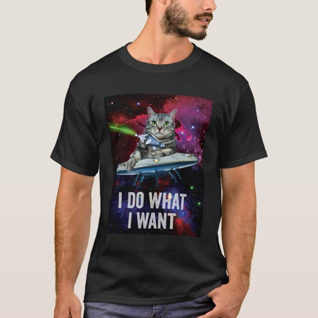 Alien Space Cat UFO T-Shirt (Front)