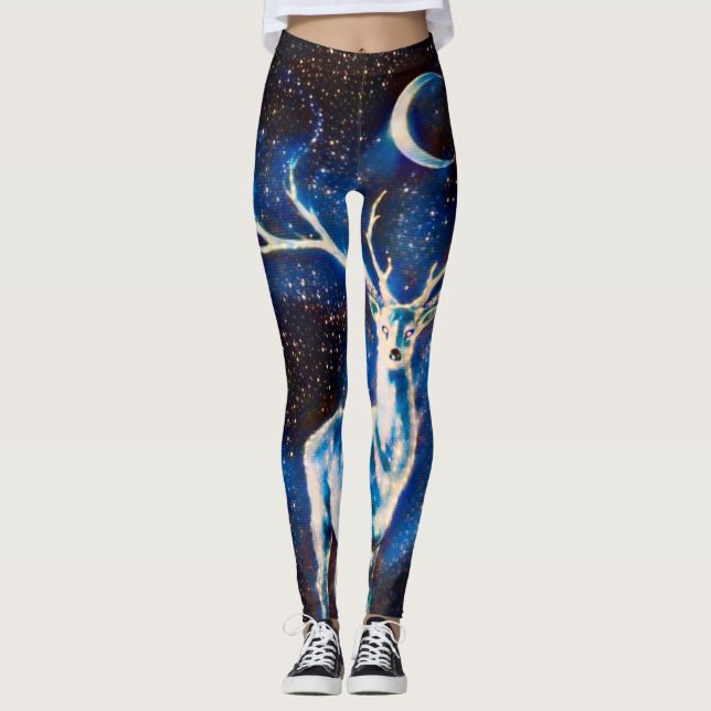 Alien Space Deer Yoga Leggings (Front)
