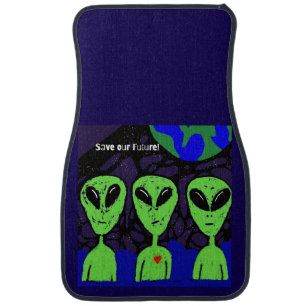 Alien space earth UFO Martian Car Floor Mat