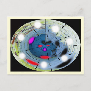 Alien space navigation art postcard