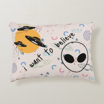 Alien Spacecraft Throw Pillow I Want To Believe by FROdominatrix at Zazzle