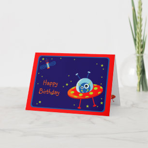 Alien Spaceship Birthday Card