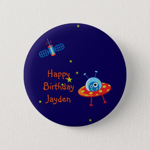 Alien Spaceship Birthday Magnet Pinback Button