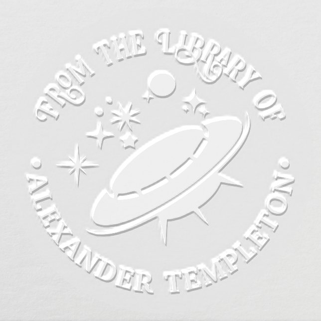 Alien Spaceship Extraterrestrial Library Book Name Embosser (Design)