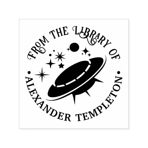 Alien Spaceship Extraterrestrial Library Book Name Self_inking Stamp