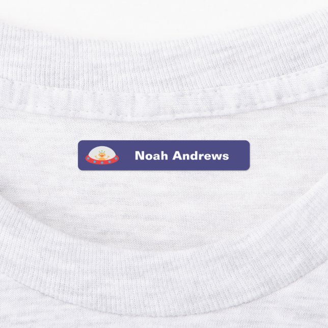 Alien Spaceship Iron on Name Labels for School (Affixed)
