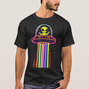 Alien Spaceship Lights Colorful Kids Galaxy Ufo Lo T-Shirt