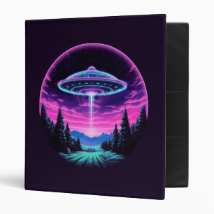 Alien Spaceship Retro Futuristic 3 Ring Binder