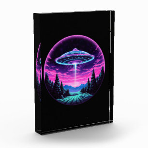 Alien Spaceship Retro Futuristic Acrylic Award