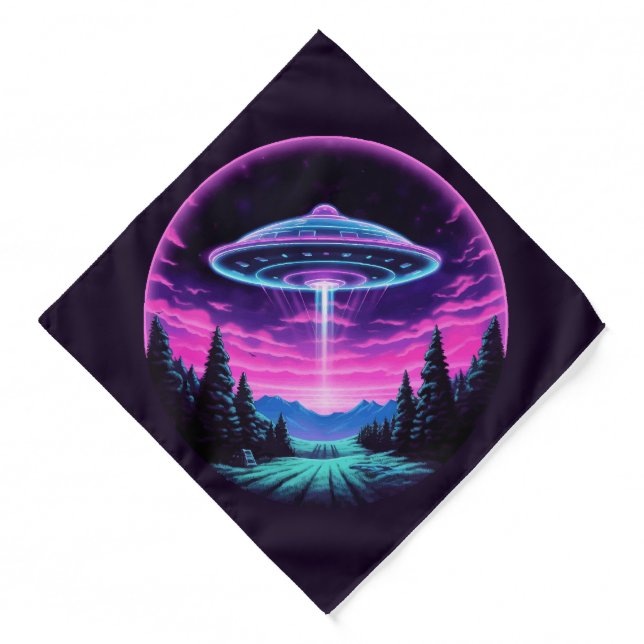 Alien Spaceship Retro Futuristic Bandana (Front)