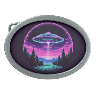 Alien Spaceship Retro Futuristic Belt Buckle