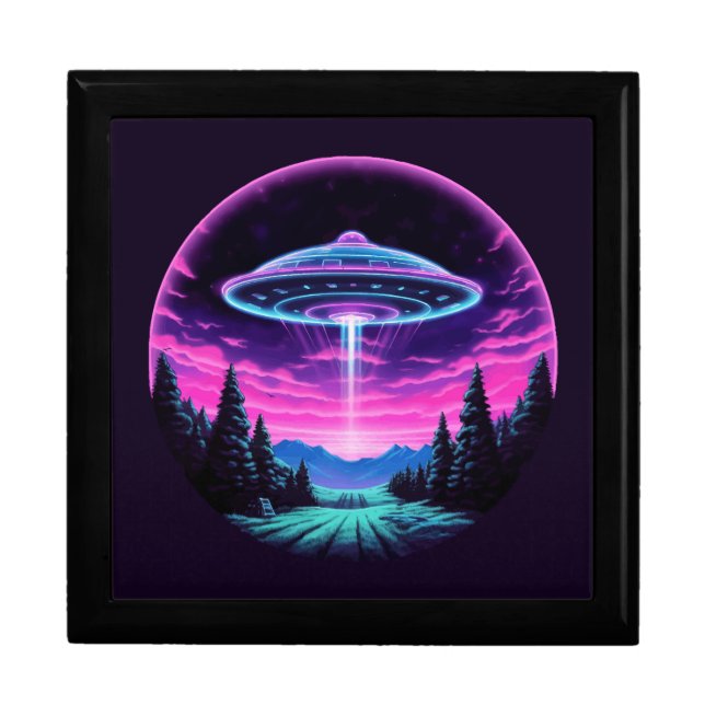 Alien Spaceship Retro Futuristic Gift Box (Front)