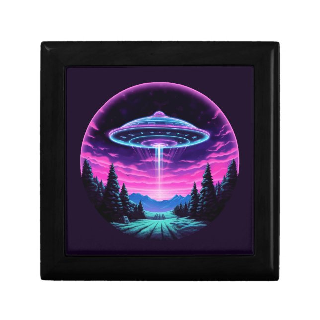 Alien Spaceship Retro Futuristic Gift Box (Front)