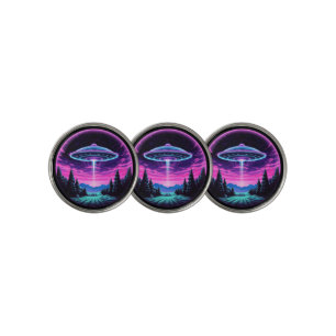 Alien Spaceship Retro Futuristic Golf Ball Marker
