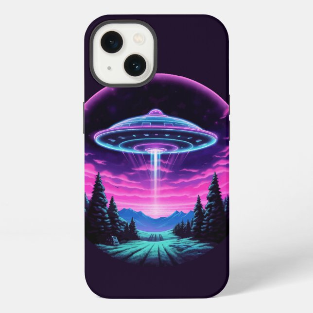 Alien Spaceship Retro Futuristic Iphone Case (Back)