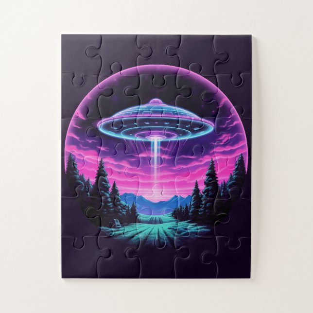Alien Spaceship Retro Futuristic Jigsaw Puzzle (Vertical)