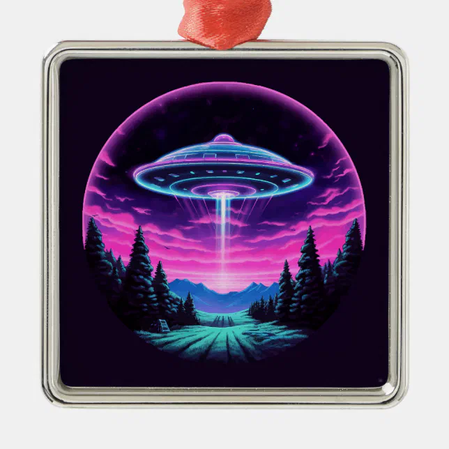 Alien Spaceship Retro Futuristic Metal Ornament | Zazzle