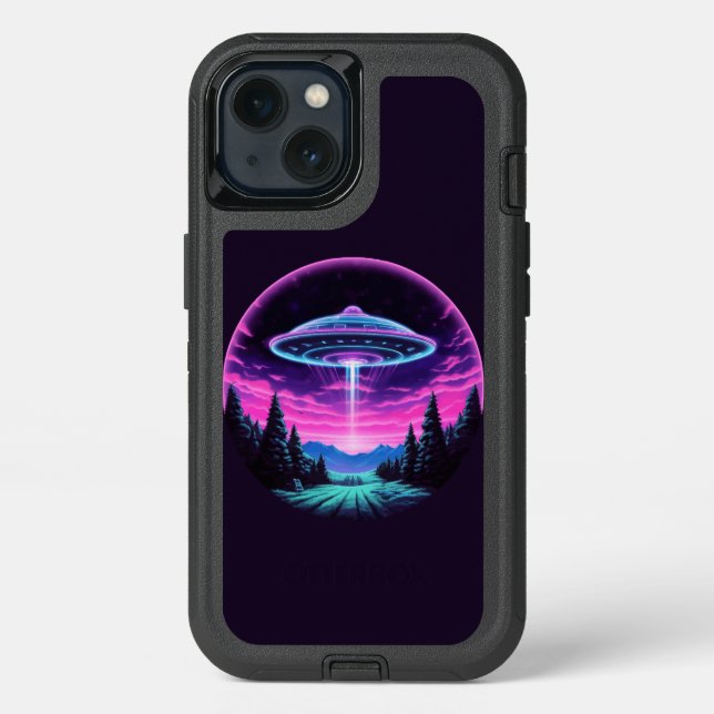 Alien Spaceship Retro Futuristic Otterbox iPhone Case (Back)