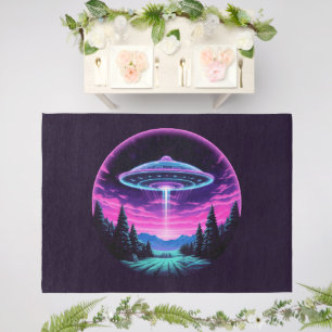 Alien Spaceship Retro Futuristic Outdoor Rug