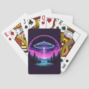 Alien Spaceship Retro Futuristic Poker Cards