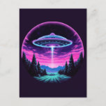 Alien Spaceship Retro Futuristic Postcard