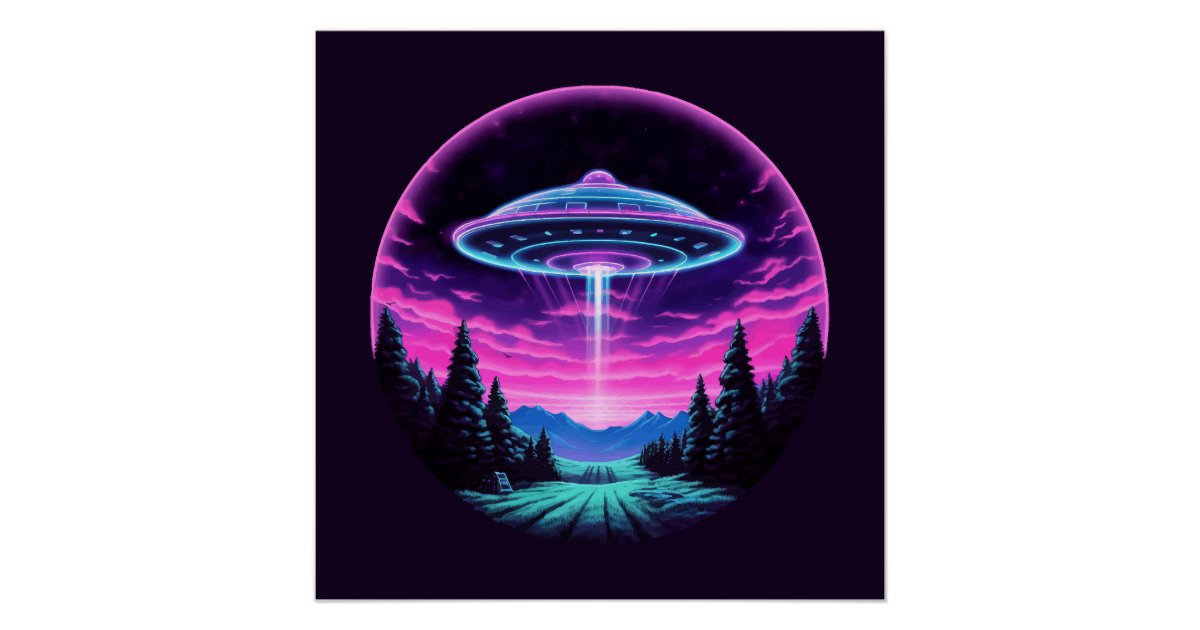 Alien Spaceship Retro Futuristic Poster | Zazzle