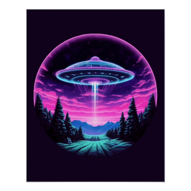 Alien Spaceship Retro Futuristic Poster (Front)