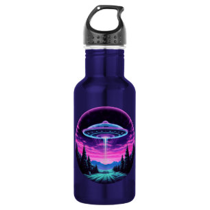 Alien Spaceship Retro Futuristic Stainless Steel Water Bottle