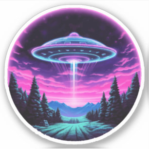 Alien Spaceship Retro Futuristic Sticker