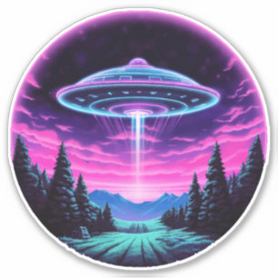 Alien Spaceship Retro Futuristic Sticker