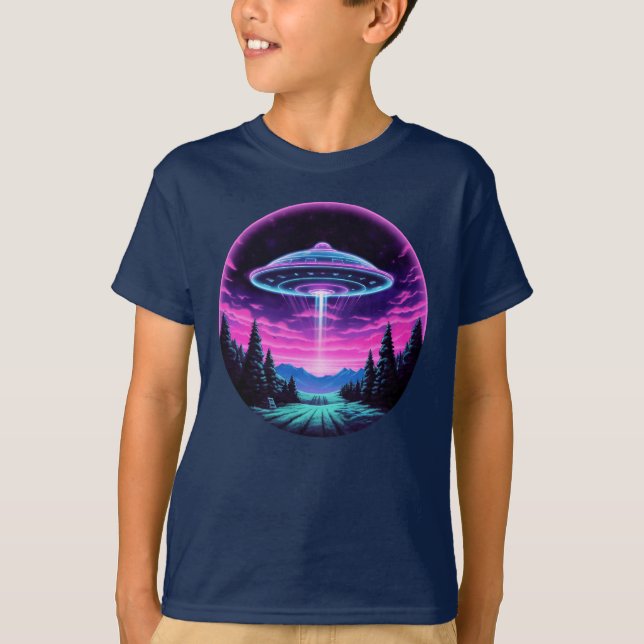 Alien Spaceship Retro Futuristic T-Shirt (Front)