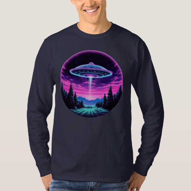 Alien Spaceship Retro Futuristic T-Shirt (Front)