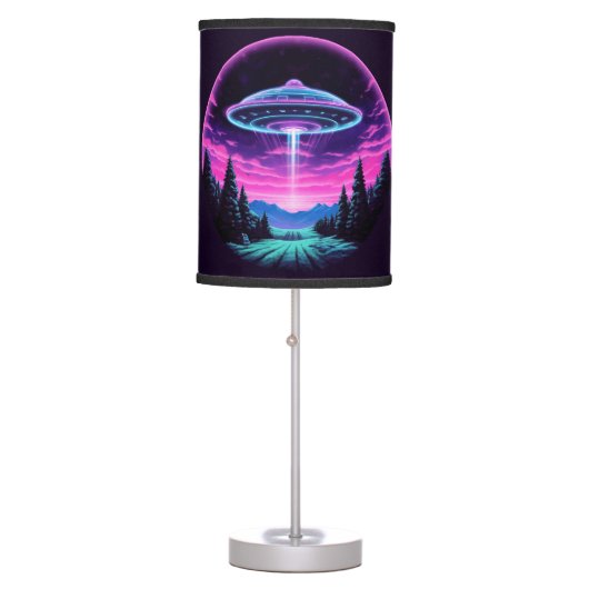 Alien Spaceship Retro Futuristic Table Lamp (Front)